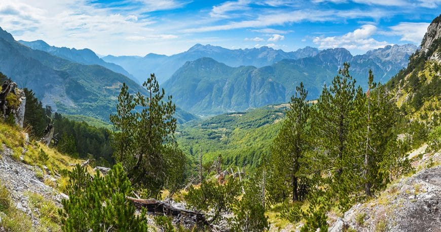 Panorama of mountains in the north of Albania