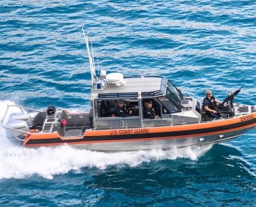 US Coast Guard boat on the sea