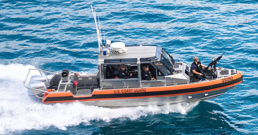 US Coast Guard boat on the sea